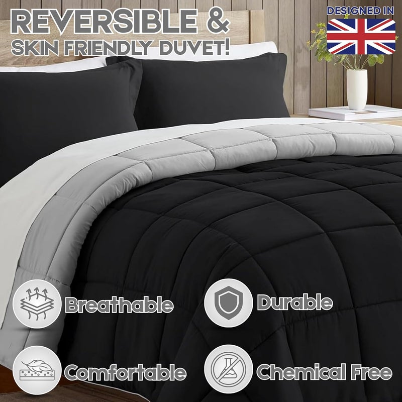 FOAM CRAFT 3 Piece Bed Comforter Set - Black/Grey, Full Size (200 x 200cm) - Image 5