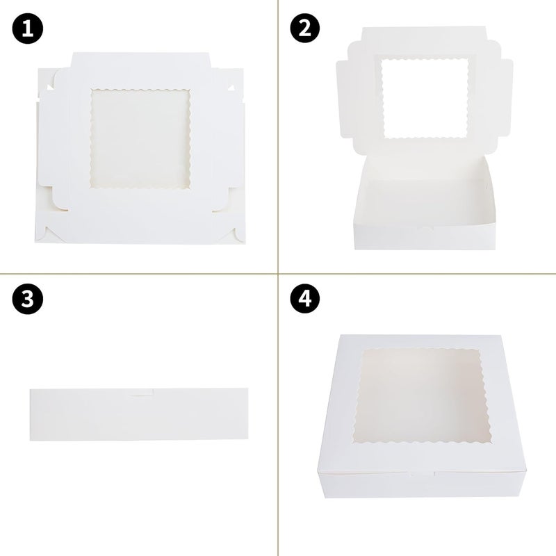 Yeplan 10 Pcs Pie Boxes,10x10x2.5 inches Bakery Boxes with Window,Cookie Boxes for Pie,Donuts,Chocolate,Dessert,Pastry,Muffins - Image 3