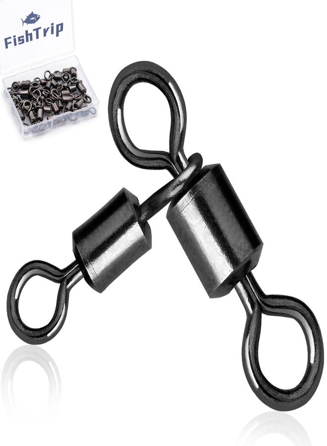 FishTrip 3 Way Swivel Fishing Tackle - 50pcs Black T-Turn Three Way Swivels Heavy Duty Saltwater for Catfish Rigs(12 * 14#) - Image 1