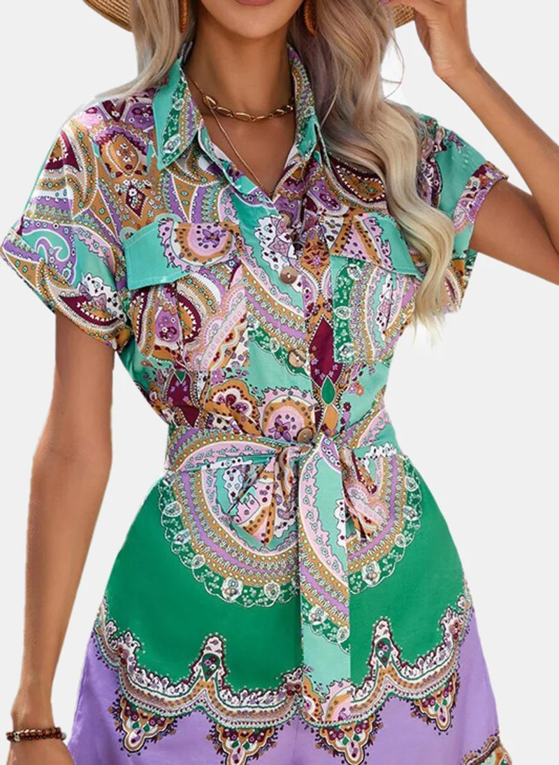 YUNIQEE Green Printed Jumpsuit