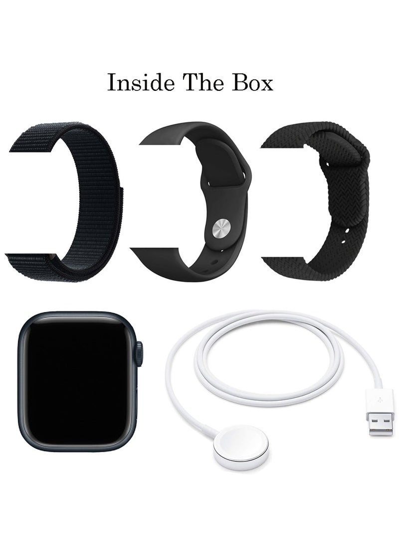 Telzeal - Telzeal S9 2.2 Inch Full Screen AMOLED Display Smart Watch With 3 Pair Strap and Wireless Charger For Ladies and Gents Black - Image 1