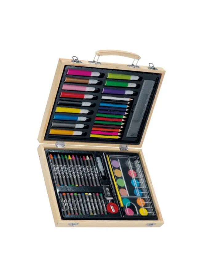 TIGER 70PCS Kids Art Set with Colored Pencils, Watercolor Brushes & Drawing Tools in Wooden Box – Complete Stationery Kit for School & Creative Painting – Ideal Gift for Children – Art Supplies for Boys & Girls – DIY Craft Box for Home, School & Travel - Image 2