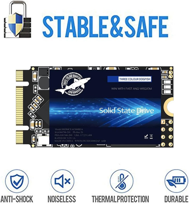 قرص Dogfish M.2 2242 SSD بسعة 1 تيرابايت 3D NAND QLC SATA III 6 جيجابت/ث، قرص تخزين داخلي صلب - متوافق مع أجهزة الكمبيوتر المكتبية والمحمولة (M.2 2242 1 تيرابايت) - Image 5