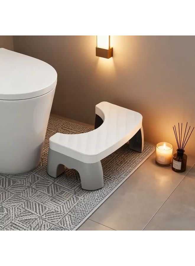 White Adult Bath Step Stool Heavy Duty Waterproof Plastic Shower Foot Stool Non Slip Base - Image 1