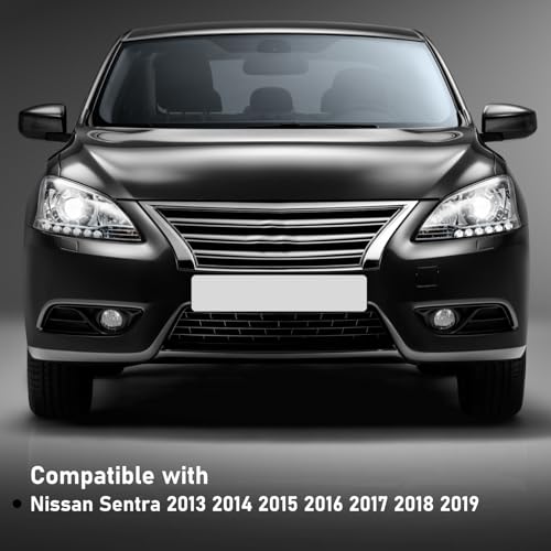 Moonlinks Compatible with Nissan Sentra 2013 2014 2015 2016 2017 2018 2019 Left Side Mirror Cover Replacement, Glossy Black Left Driver Side Door Rearview Mirror Cap Trim - Image 2