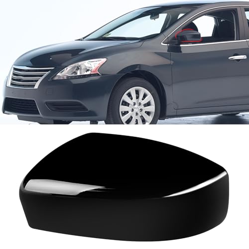Moonlinks Compatible with Nissan Sentra 2013 2014 2015 2016 2017 2018 2019 Left Side Mirror Cover Replacement, Glossy Black Left Driver Side Door Rearview Mirror Cap Trim - Image 1
