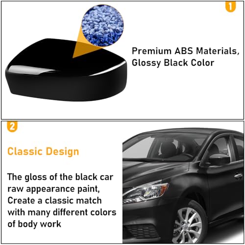 Moonlinks Compatible with Nissan Sentra 2013 2014 2015 2016 2017 2018 2019 Left Side Mirror Cover Replacement, Glossy Black Left Driver Side Door Rearview Mirror Cap Trim - Image 5