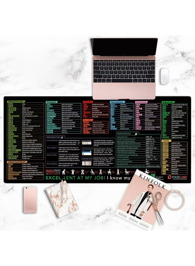 Shortcut Key Text Super Large Mousepad Excel Powerpoint Word Software Mousemat Programmer Custom PC Non-Slip Rubber Desk Mat - Image 2