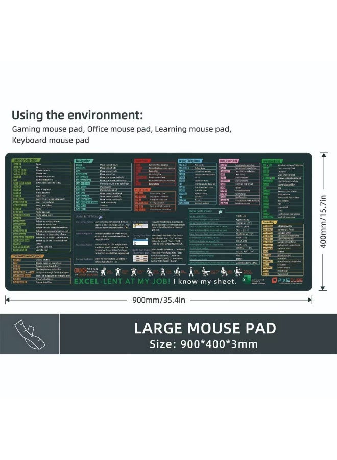 Shortcut Key Text Super Large Mousepad Excel Powerpoint Word Software Mousemat Programmer Custom PC Non-Slip Rubber Desk Mat - Image 4