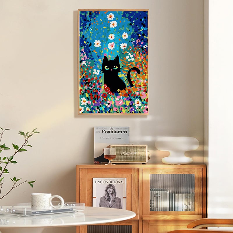 Fountor Paint by Numbers Kit for Adults Beginner & Kids Ages 8-12 with Wooden Frame Easy Acrylic on Canvas 8x12 inch with Paints and Brushes, Paint by Numbers Flowers Cat for Gift Home Wall Decor - Image 3