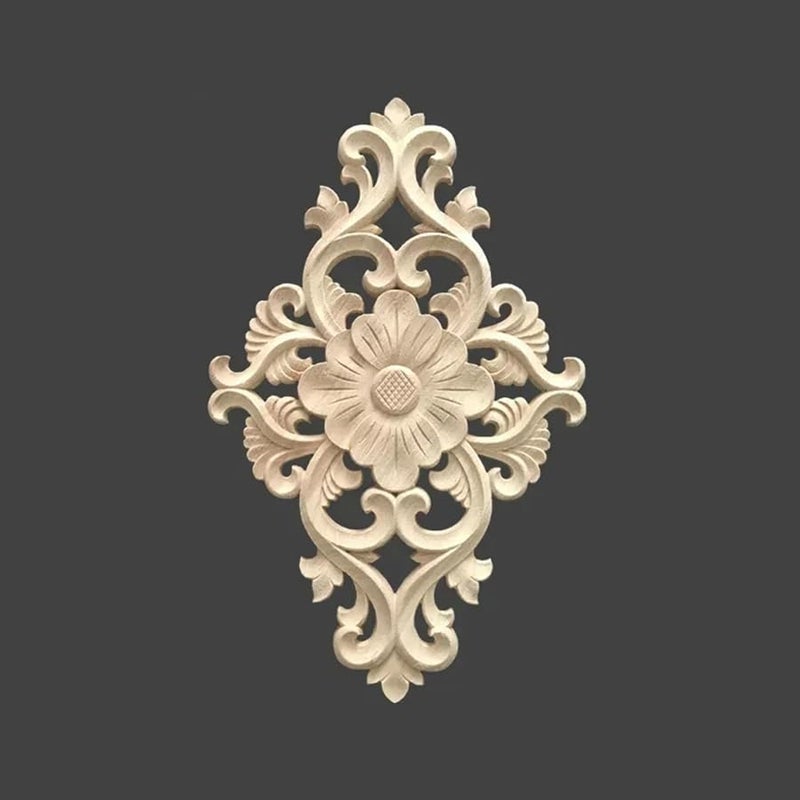 Classic Wood Carving Flower Patch Decorative Cabinet Door Solid Wood Color 3 - Image 1
