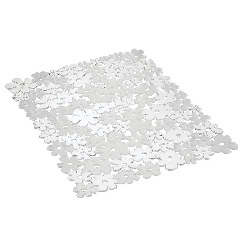 InterDesign iDesign Blumz Floral BPAFree Flexible PVC Plastic Large Sink Protector Mat  16 x 125 Clear 