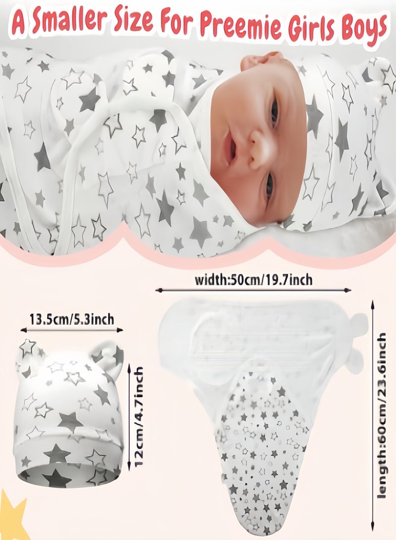 كيفن بطانية قماط للأطفال حديثي الولادة حتى 6 أشهر من مجموعة من 3 قطع أساسية للأطفال حديثي الولادة البنات والأولاد، كيس نوم قابل للتعديل من القطن 100%، بطانيات تقميط فائقة - Image 2