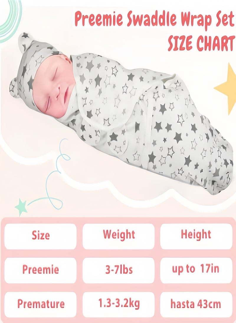 كيفن بطانية قماط للأطفال حديثي الولادة حتى 6 أشهر من مجموعة من 3 قطع أساسية للأطفال حديثي الولادة البنات والأولاد، كيس نوم قابل للتعديل من القطن 100%، بطانيات تقميط فائقة - Image 3