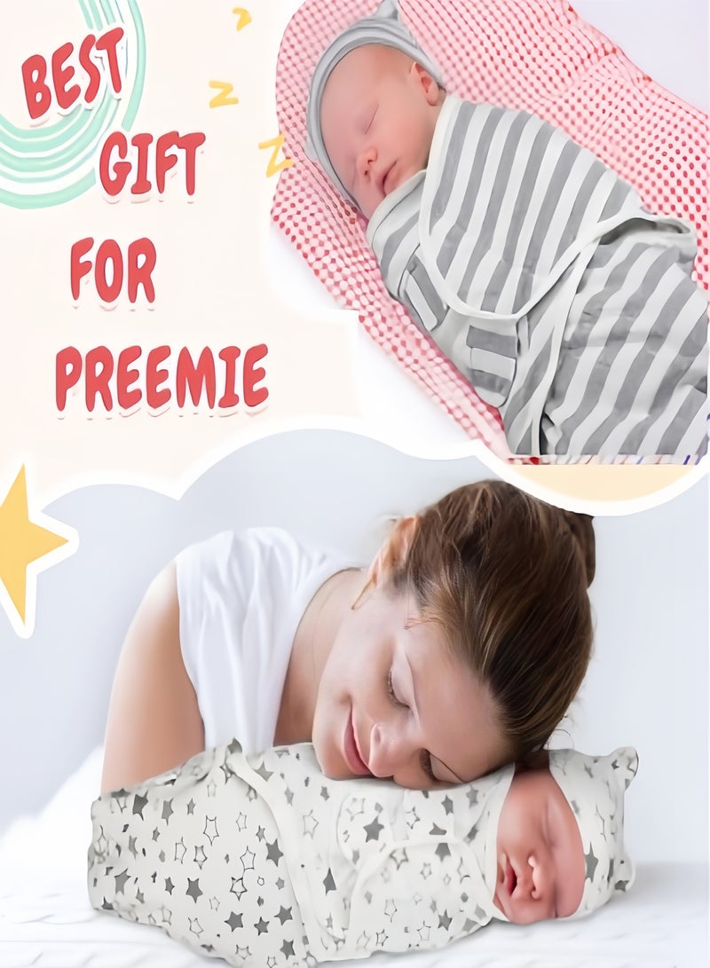 كيفن بطانية قماط للأطفال حديثي الولادة حتى 6 أشهر من مجموعة من 3 قطع أساسية للأطفال حديثي الولادة البنات والأولاد، كيس نوم قابل للتعديل من القطن 100%، بطانيات تقميط فائقة - Image 5