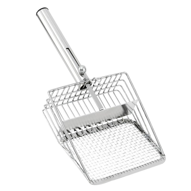 Pawccoli Cat Litter Scoop - Stainless Steel Metal Cat Litter Scoop -Large Size, Deep Shovel, Long Handle, Poop Sifting, Durable, Heavy Duty,Kitten Pooper Lifter for Litter Box - Image 1