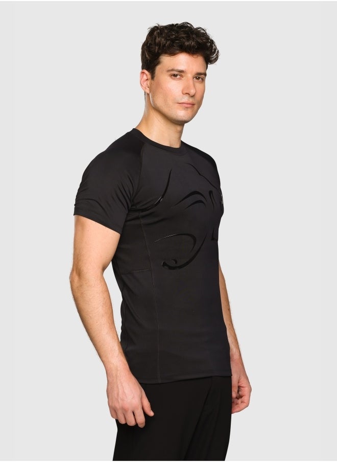 Musclemind Compression Half Sleeve T-Shirt with Muscle Support, Breathable Mesh, Lightweight, Quick Drying, Anti-Static, Anti-Odour, Anti-Microbial And 4-Way Stretchable  - Image 4