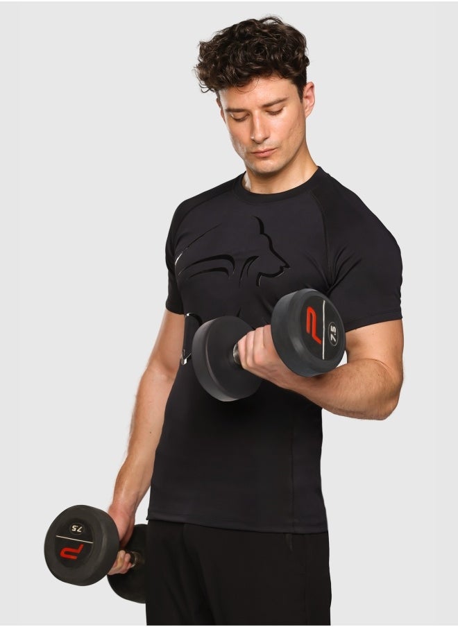 Musclemind Compression Half Sleeve T-Shirt with Muscle Support, Breathable Mesh, Lightweight, Quick Drying, Anti-Static, Anti-Odour, Anti-Microbial And 4-Way Stretchable  - Image 1