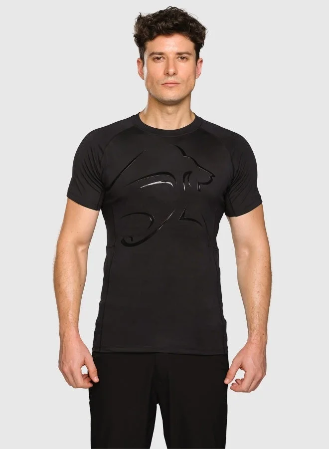 Musclemind Compression Half Sleeve T-Shirt with Muscle Support, Breathable Mesh, Lightweight, Quick Drying, Anti-Static, Anti-Odour, Anti-Microbial And 4-Way Stretchable