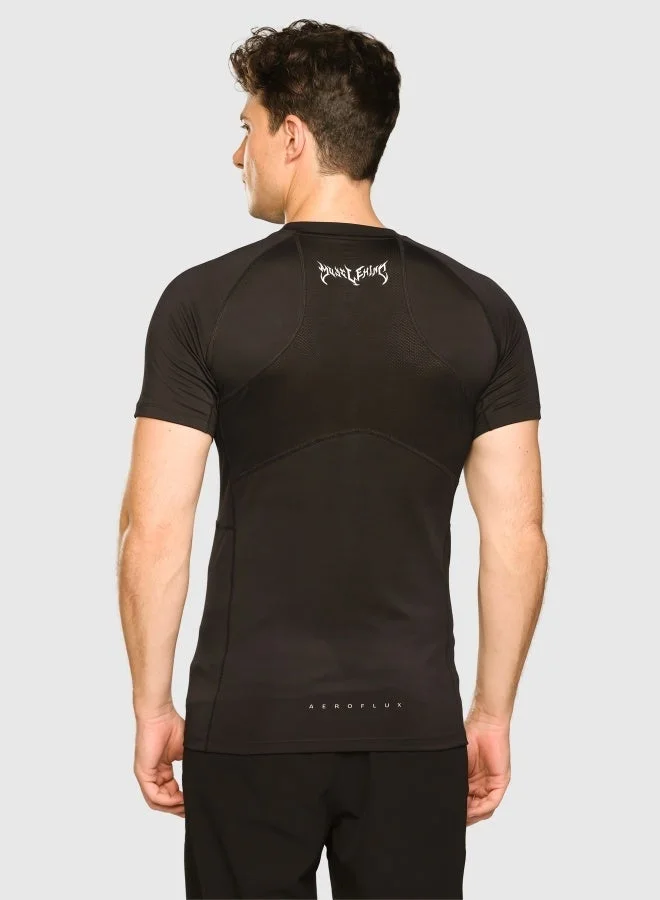Musclemind Compression Half Sleeve T-Shirt with Muscle Support, Breathable Mesh, Lightweight, Quick Drying, Anti-Static, Anti-Odour, Anti-Microbial And 4-Way Stretchable