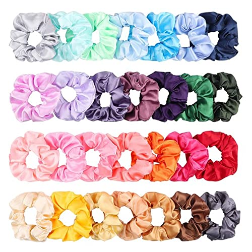 Belicia 10 Silk Satin Hair Scrunchies Set for Women Strong Elastic Hair Bobbles for Ponytail Holder Colorful Hair Accessories - Image 1
