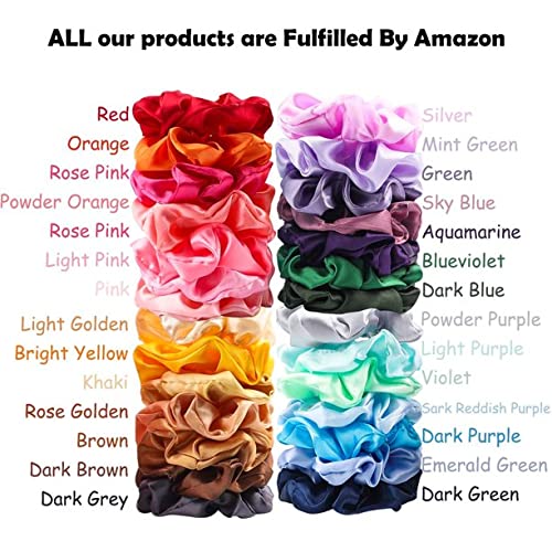 Belicia 10 Silk Satin Hair Scrunchies Set for Women Strong Elastic Hair Bobbles for Ponytail Holder Colorful Hair Accessories - Image 2