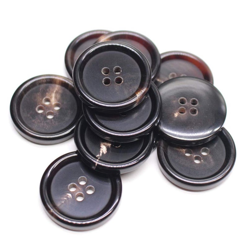 YaHoGa 10PCS 1 Inch Real Horn Buttons for Blazer Suit Coats Overcoat Winter Coat Jacket Uniform Genuine Natural Brown Buffalo Horn Buttons for Men 25mm Brown - Image 3
