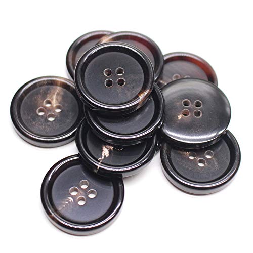 YaHoGa 10PCS 1 Inch Real Horn Buttons for Blazer Suit Coats Overcoat Winter Coat Jacket Uniform Genuine Natural Brown Buffalo Horn Buttons for Men 25mm Brown - Image 1