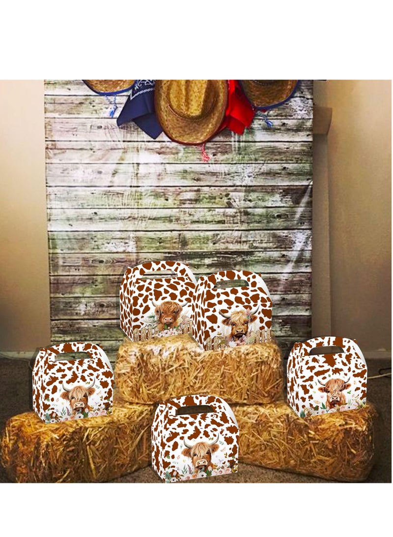 Zikra 24 PCS Highland Cow Party Favors Bags Boxes Supplies for Tea Brown Western Baby Shower Birthday Candy Cookie - Image 5