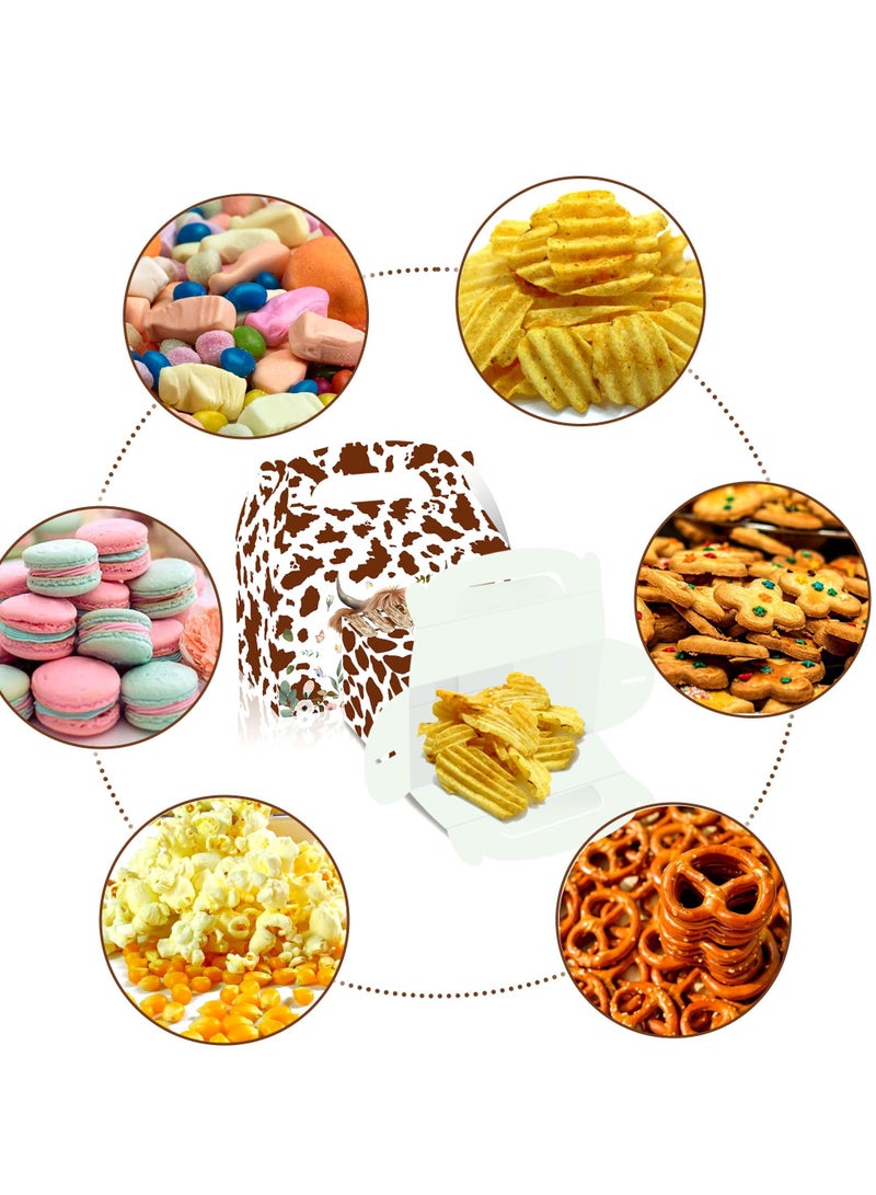 Zikra 24 PCS Highland Cow Party Favors Bags Boxes Supplies for Tea Brown Western Baby Shower Birthday Candy Cookie - Image 3