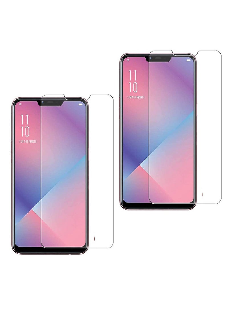 Super 2 Pieces  Tempered Glass Screen Protector Clear Designed For Oppo A5 (AX5) Full Screen Coverage And Bubble Free - Image 1