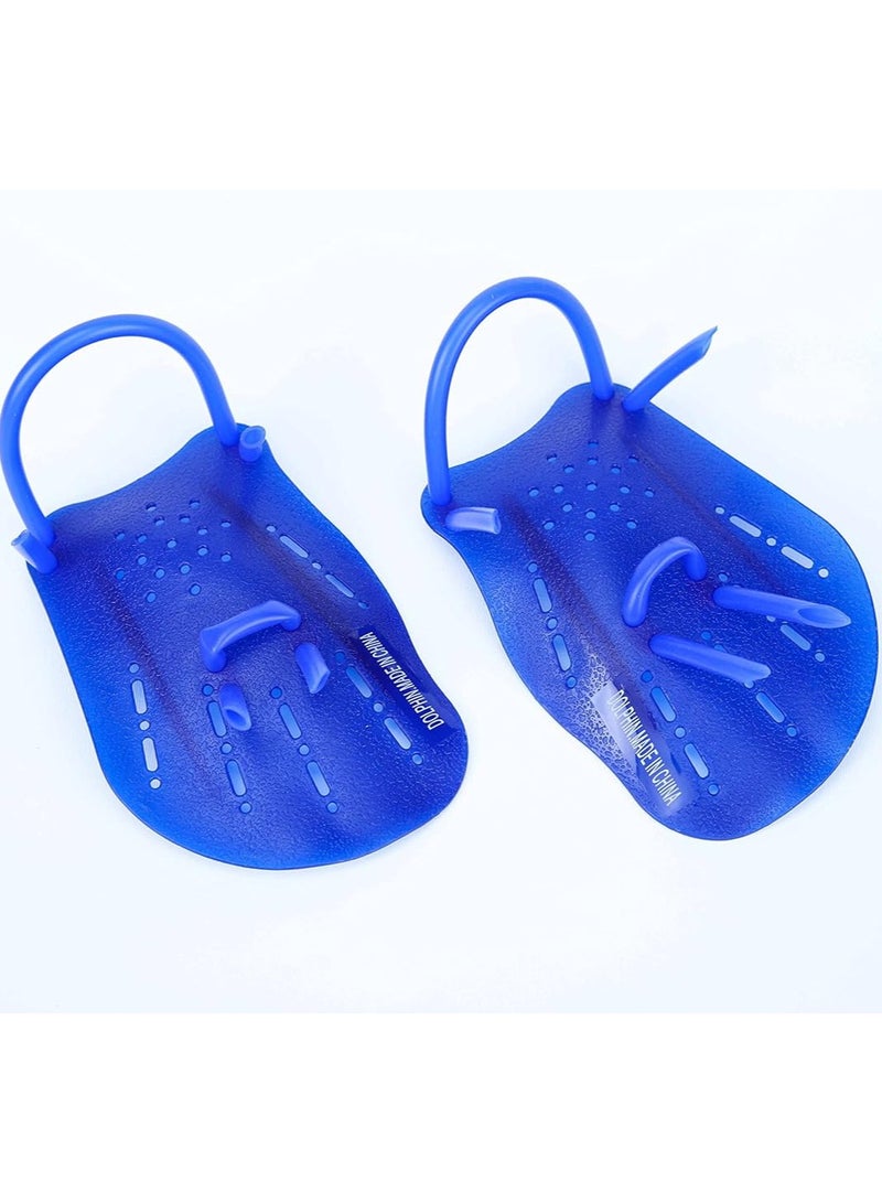 دولفين مجاذيف اليد للتدريب على السباحة بأشرطة سيليكون قابلة للتعديل، أزرق - Image 1