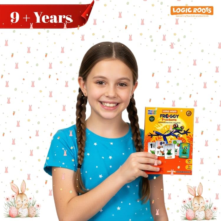 Logic Roots Froggy Fractions Math Games for Fourth Grade and up 24 Fraction Manipulatives 72 Proper Improper and Mixed Fractions Card Stem Toys for 10 Year Olds and Up - Image 5