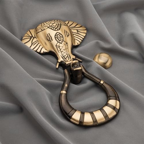 COMPASS Lambodhar Design Brass Home Decor | Door Decor | Door Knocker with Antique Finish | 8.3" | Pack of 1 - Image 3