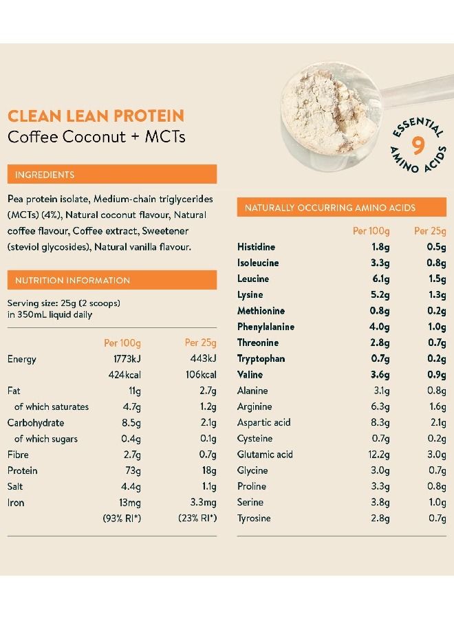 Nuzest Clean Lean Protein, Coffee Coconut, 500gram, 20 Servings - Image 2