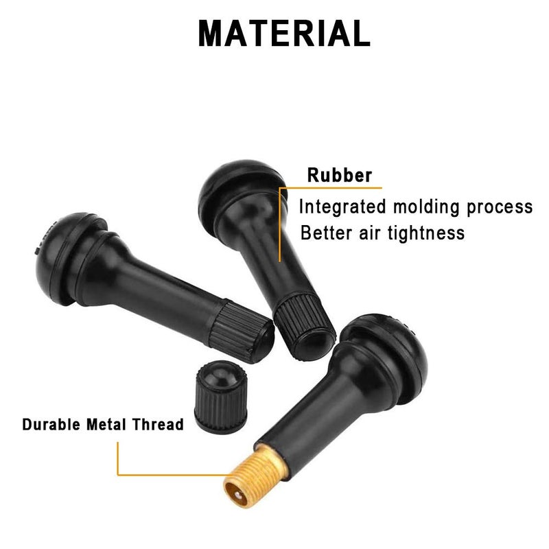 Bolatus Pack of 10 Rubber Valves TR413, Tyre Valve Black Car Rubber Valve Tyre Car Valve Rubber Valve Rims Valves Snap-in Rubber Valves - Image 2