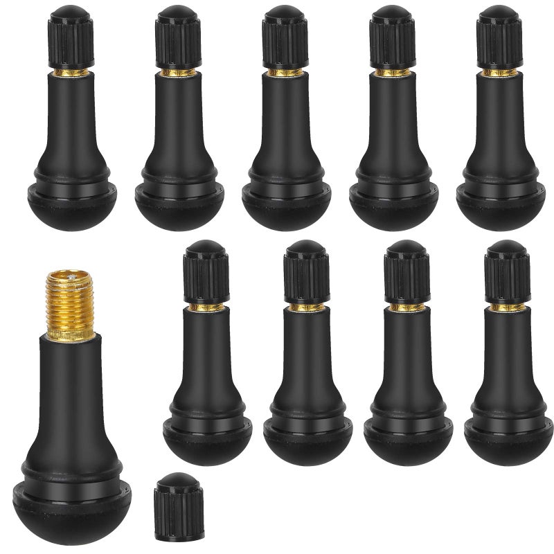 Bolatus Pack of 10 Rubber Valves TR413, Tyre Valve Black Car Rubber Valve Tyre Car Valve Rubber Valve Rims Valves Snap-in Rubber Valves - Image 1