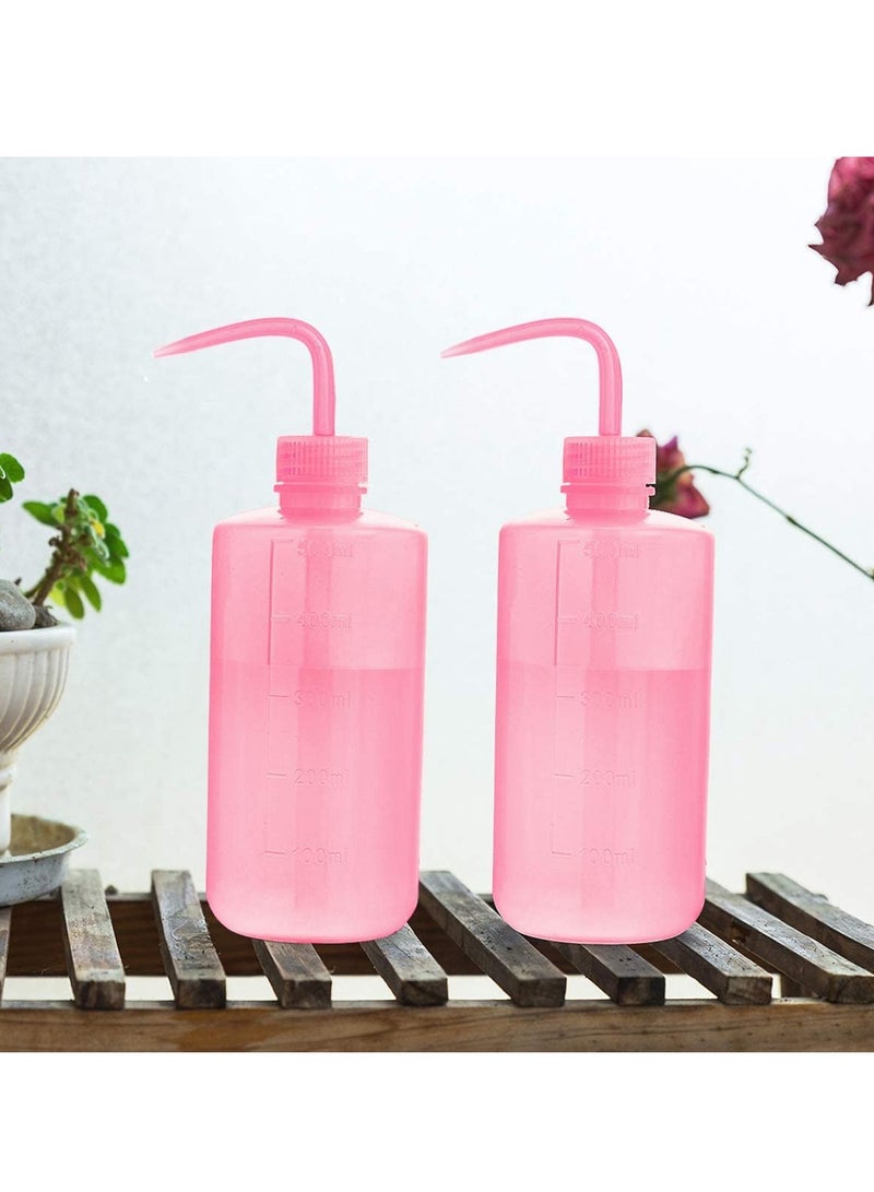 Excefore زجاجة غسيل ضغط زجاجة سقي النباتات العصارية زجاجة غسل الوشم زجاجة غسيل مختبر بلاستيكية زجاجة غسيل أمان، علبة سقي للنباتات المنزلية بفم ضيق منحنٍ 2 عبوة 250 مل - Image 1