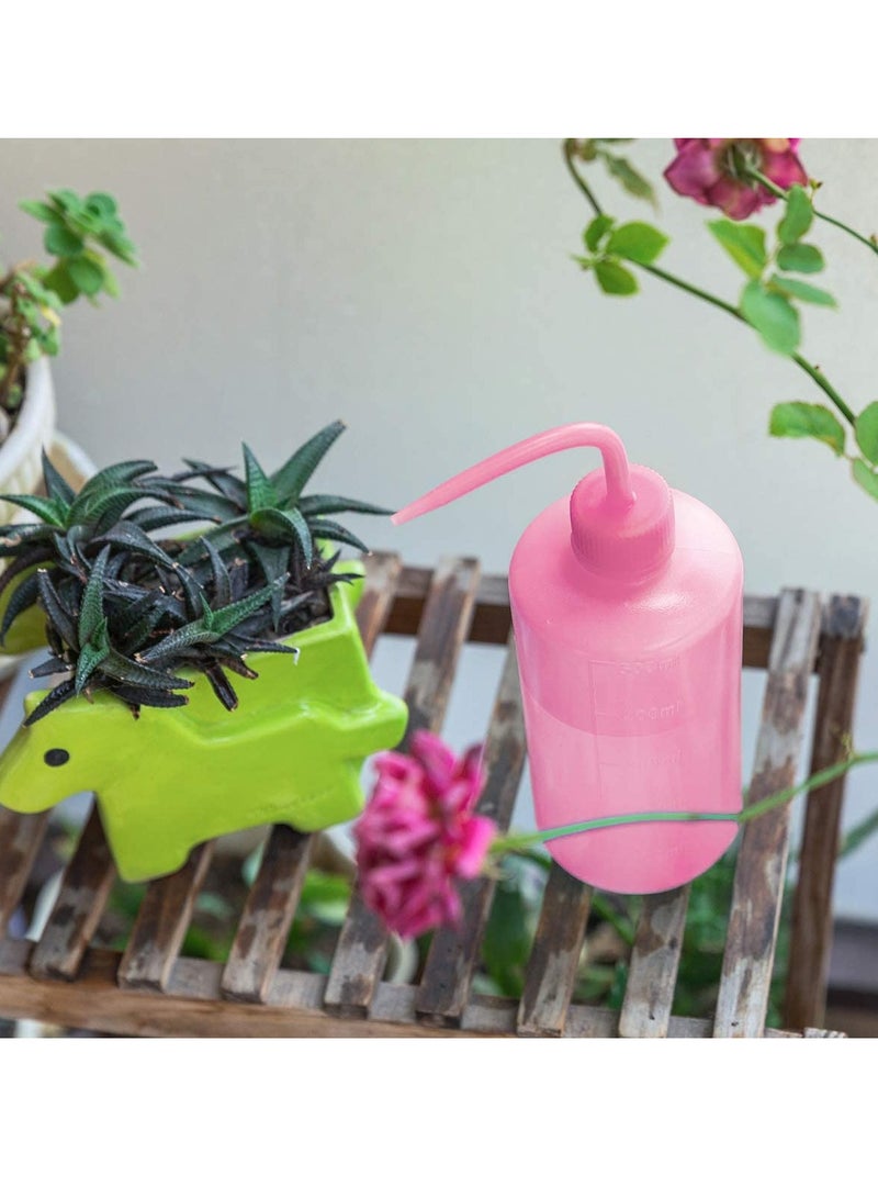 Excefore زجاجة غسيل ضغط زجاجة سقي النباتات العصارية زجاجة غسل الوشم زجاجة غسيل مختبر بلاستيكية زجاجة غسيل أمان، علبة سقي للنباتات المنزلية بفم ضيق منحنٍ 2 عبوة 250 مل - Image 2