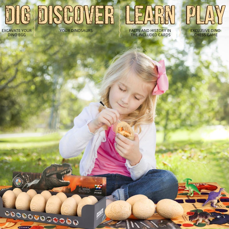 Woumserta Jumbo Dino Egg Dig Kit, Dinosaur Toys for Kids 5-7, Dinosaur Eggs with 12 Dinosaurs inside, Dino Toy Outdoor Gift with Dinosaur Card, Dinosaur Egg Excavation for Kids Boys Girls Gift 6 and up year old - Image 2
