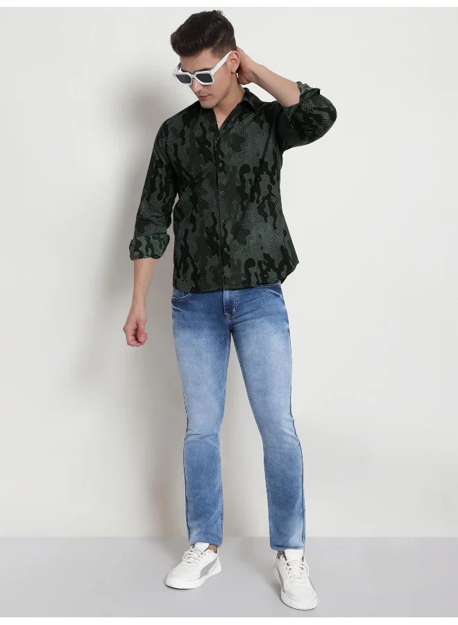 Beyoung Long Sleeve Camo Dots Printed Shirts for Men