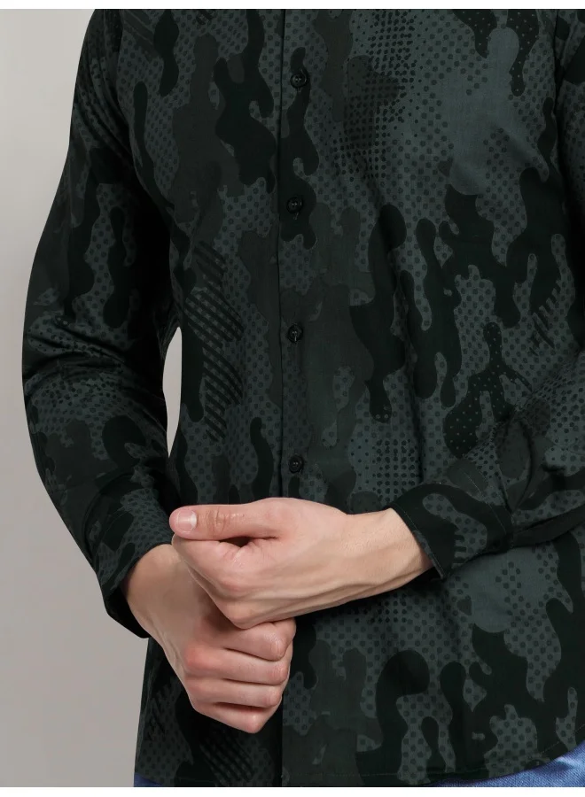 Beyoung Long Sleeve Camo Dots Printed Shirts for Men