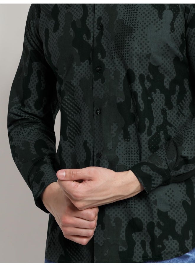 Beyoung Long Sleeve Camo Dots Printed Shirts for Men  - Image 4