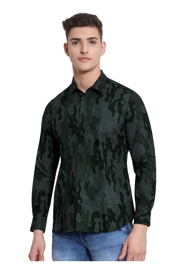 Beyoung Long Sleeve Camo Dots Printed Shirts for Men  - Image 1