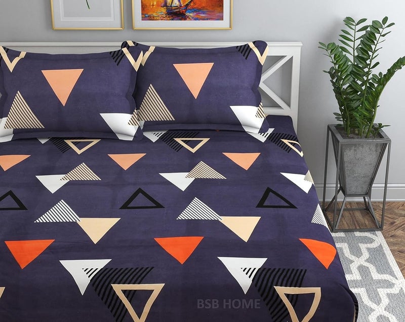 BSB HOME® 100% قطن 160 TC ملاءات سرير مفرد مطبوعة بأزهار كبيرة مع 1 غطاء وسادة بحجم كينج، (60X90 بوصة، 4 X 6 أقدام، بني وأبيض) - Image 3