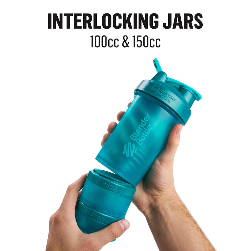 BlenderBottle زجاجة خلط BlenderBottle مع منظم حبوب ومساحة لتخزين مسحوق البروتين نظام ProStak، سعة 22 أونصة، رمادي حصوي - Image 4