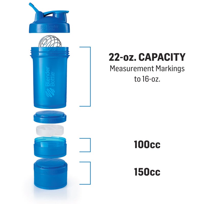 BlenderBottle زجاجة خلط BlenderBottle مع منظم حبوب ومساحة لتخزين مسحوق البروتين نظام ProStak، سعة 22 أونصة، رمادي حصوي - Image 2
