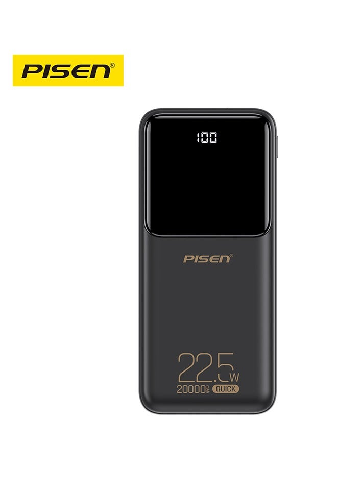 PISEN 20000mAh Power Bank, 22.5W Fast Charging, Semi Mirror Design, PD3.0 & QC3.0, USB-A/Type-C/Micro Input & Output, Portable External Battery TP-D039 - Image 1