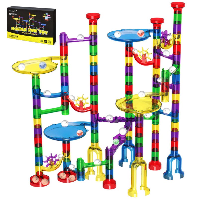 Magicfly Marble Run Set 127 Pcs Marble Race Track for Kids with Glass Marbles Ideal Gift for Christmas or Birthday - Image 2
