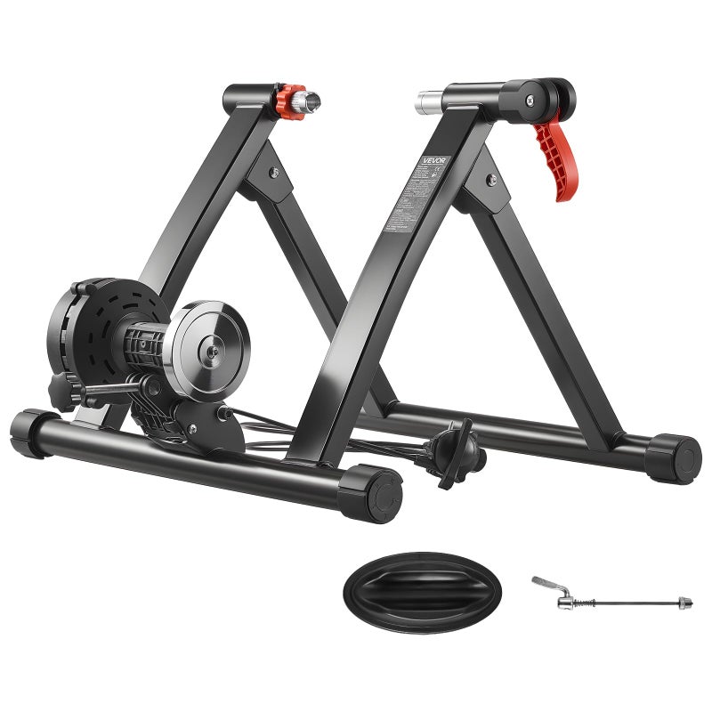 VEVOR مدرب دراجات VEVOR، 6 مستويات مقاومة، 26-29 بوصة وعجلات 700C، حامل دراجة ثابت مغناطيسي قابل للطي للتمارين الداخلية مع مشبك إطلاق سريع وكتلة رفع العجلة الأمامية للدراجات الهوائية - Image 1
